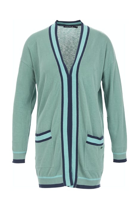 LONG CARDIGAN LS TRICOLOR STR PISTACHE 4