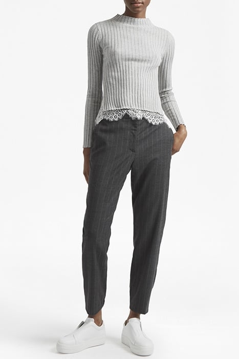 NICOLA KNITS LACE HIGH NECK JUMPER LGHT GRY MEL/WINTWHT 3