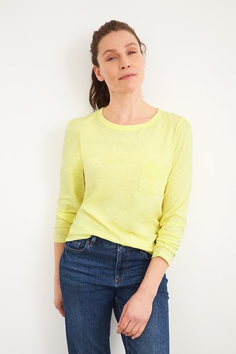CROCHET POCKET TEE LIGHT YELLOW 3