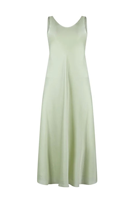 LONG SATIN SLIP DRESS PALE LIME 5