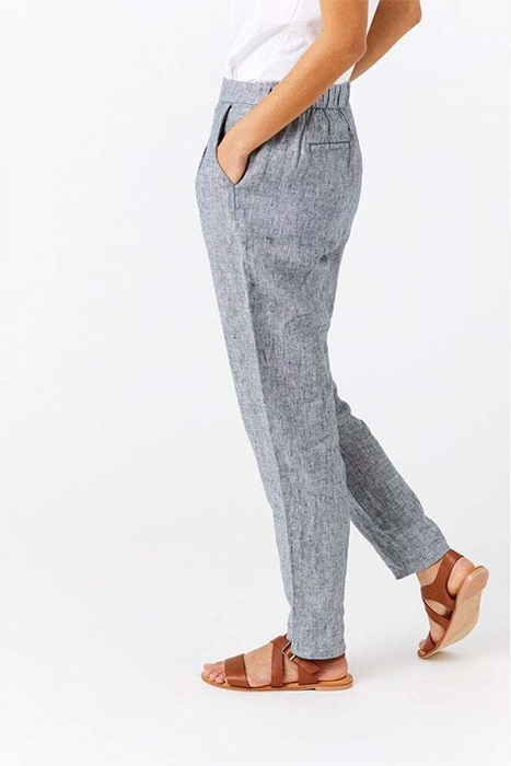 MAISON LINEN TROUSER GREY PLAIN 2