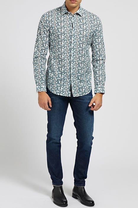 LS ITALIAN COLLAR NOTCHED CUFF BLUE BLOOM FLOWER BLUE BLOOM 1