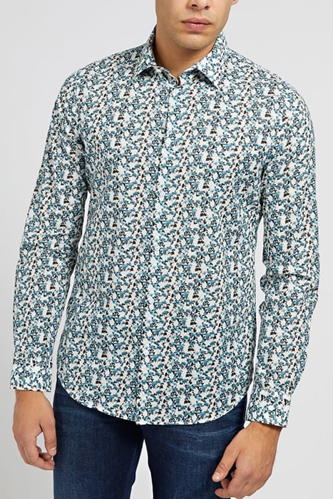 LS ITALIAN COLLAR NOTCHED CUFF BLUE BLOOM FLOWER BLUE BLOOM 2