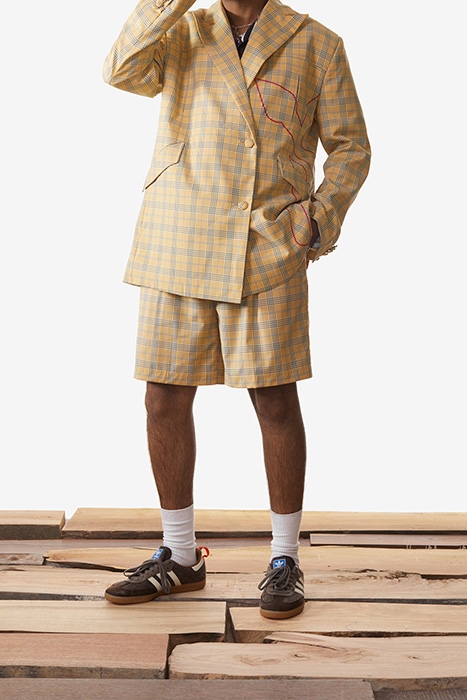 YELLOW CHECK KLEVON SHORTS 1