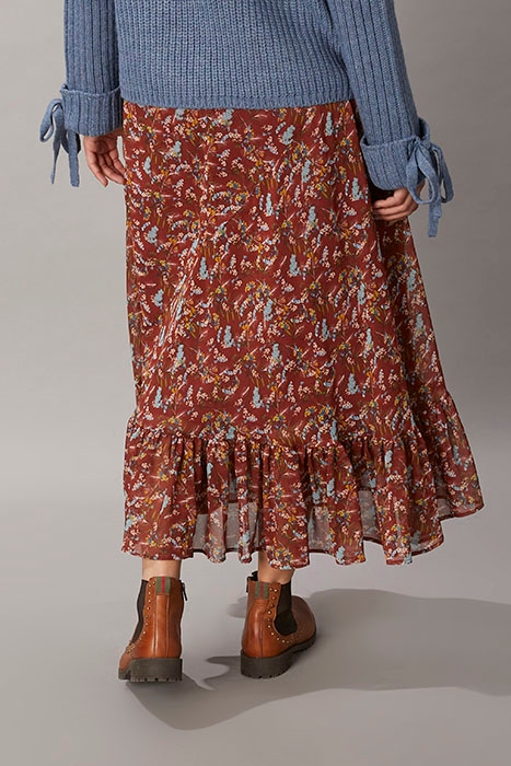 LONG SKIRT WITH VOLANT BROWN 3