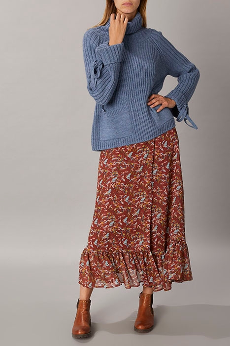 LONG SKIRT WITH VOLANT BROWN 4