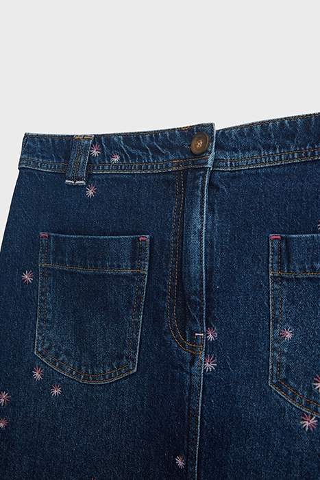 MELODY EMBROIDERED DENIM SKIRT MID DENIM 5