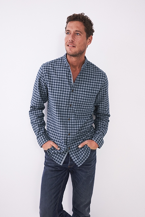 GORSE GRANDAD SLIM CHECK SHIRT DARK NAVY 2
