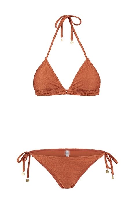 LADIES TEXTURED LEOPARD TRIANGLE BIKINI SPICE ROUTE BROWN SP 1