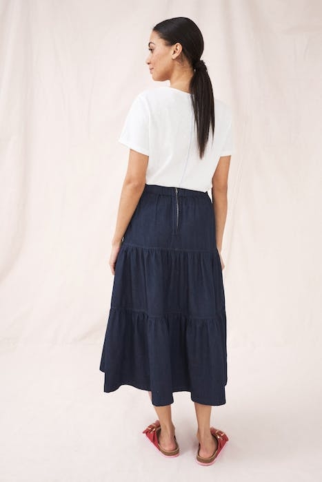 MIA TIERED DENIM MINI SKIRT DK DENIM 3