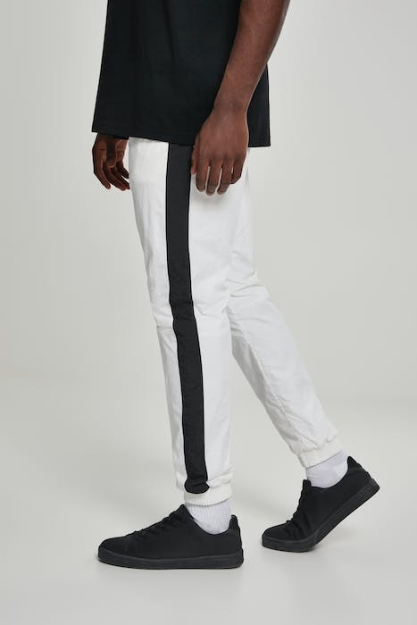 SIDE STRIPED CRINKLE TRACK PANTS WHT/BLK 8