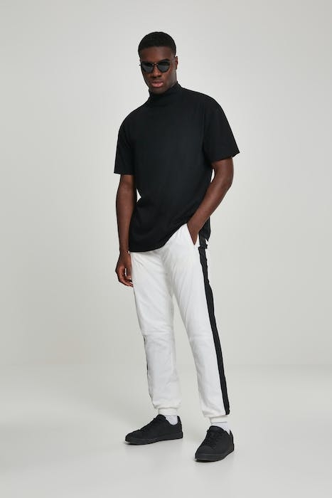SIDE STRIPED CRINKLE TRACK PANTS WHT/BLK 4
