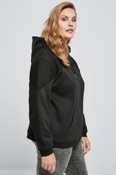 LADIES LACE INSET HOODY BLACK 5