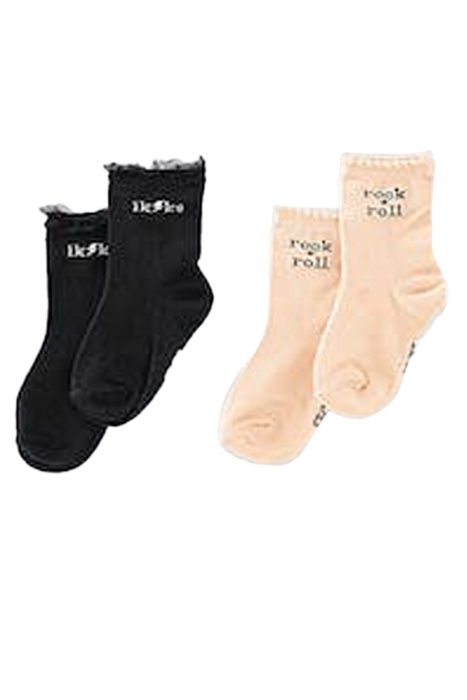 BABY GIRLS' BLACK AND POWDER PINK SOCKS 3