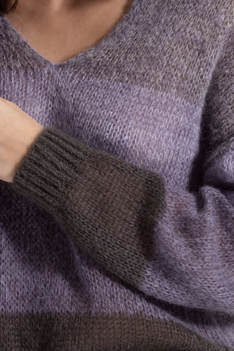 MOHAIR JUMPER COLOUR GRADATION MAUVE / WHITE 4