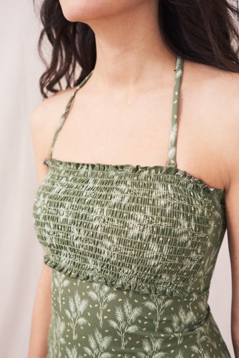 SHIRRING TANKINI GREEN MLT 2