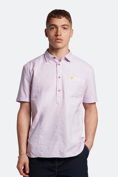 OVERDYED PANELLED OXFORD SS PULLOVER SHIRT LILAC SKY 1