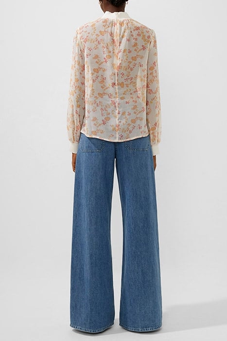 DIANA CRINKLE LONG SLEEVE TOP CLASSIC CREAM MULTI 2