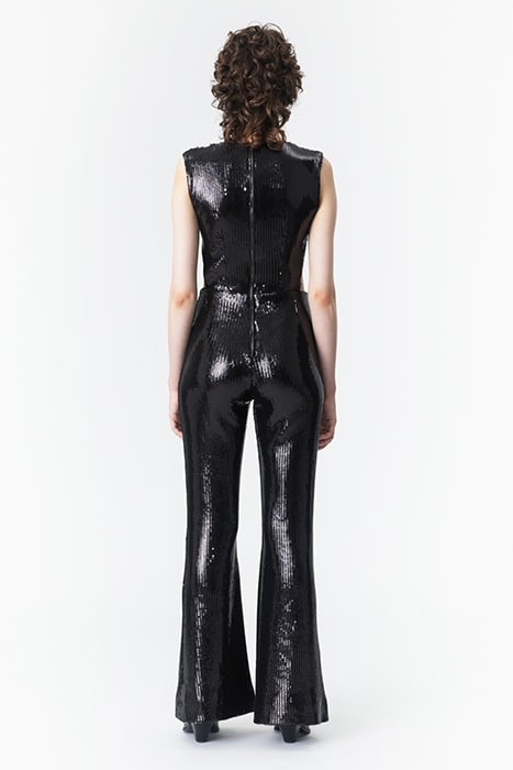 WOMEN‘S SEQUIN CUT-OUT OVERALL BLACK 2