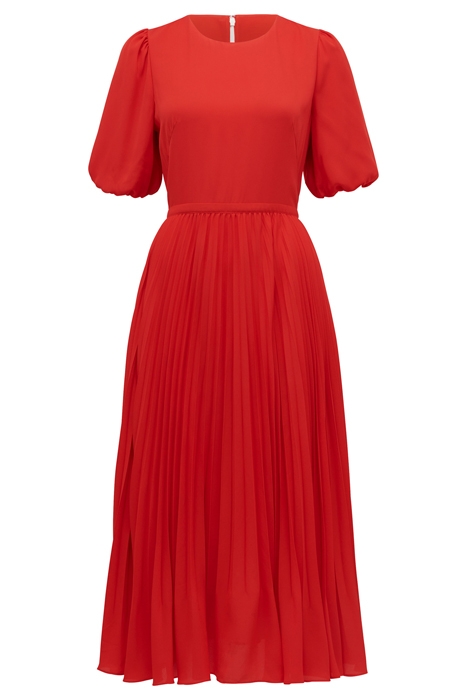 CHARLOTTE PUFF SLEEVE PLEATED DRESS RED 5