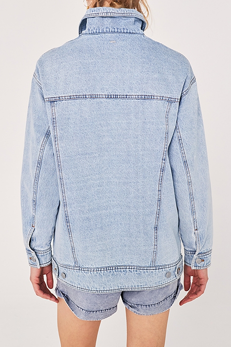 ACID WASHED DENIM JACKET WITH DETACHABLE HOOD BLUE 2
