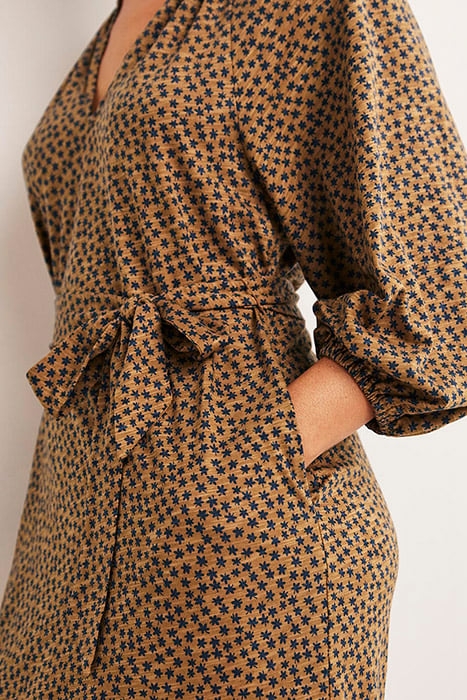 NOTCH NECK JERSEY MIDI DRESS BRN 4