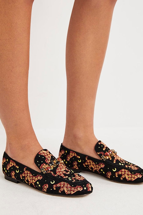 EMBELLISHED TRIM LOAFERS BLK 2