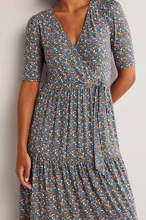 TIERED WRAP JERSEY MAXI DRESS BLU 3