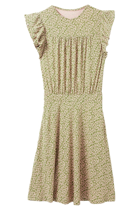 RUFFLE PRINTED MINI DRESS GRN 5