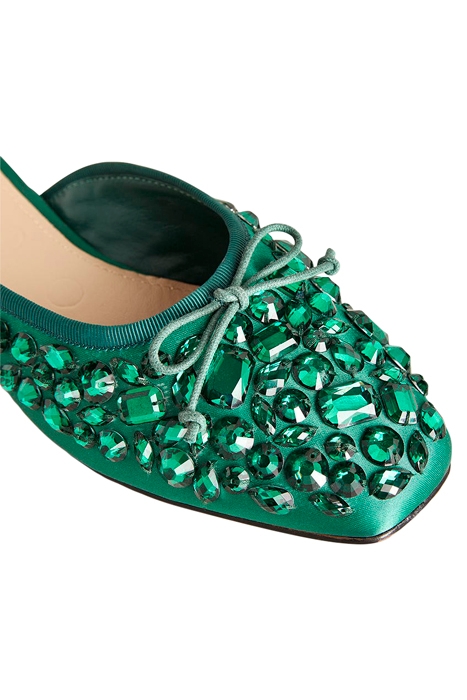JEWELLED FLAT MULES GRN 4