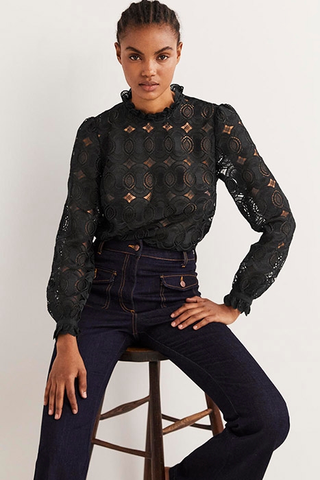 HIGH NECK LACE TOP BLK 1