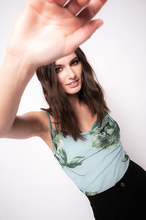 VISERBELLA TOP CREPE DE CHINE MULT.AQUAMARINE/YELLOW 5