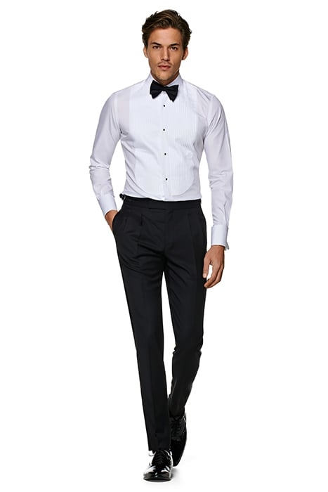 WHITE PLEATED SLIM FIT TUXEDO SHIRT 3
