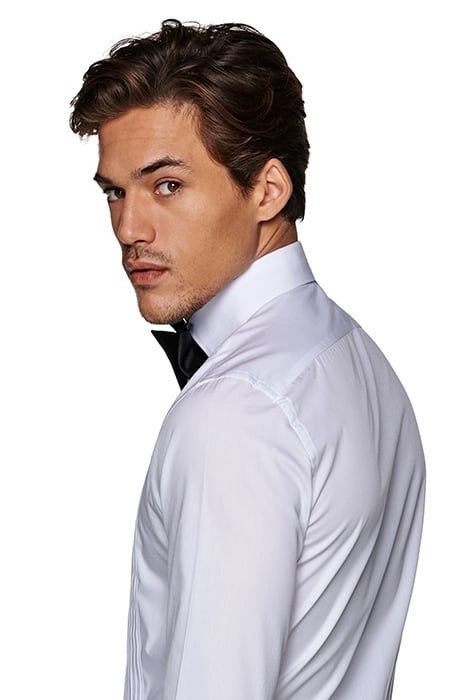 WHITE PLEATED SLIM FIT TUXEDO SHIRT 6