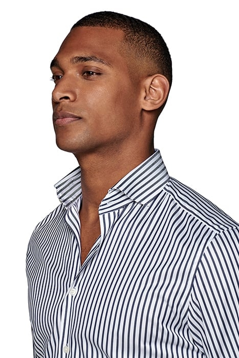 Navy Striped Slim Fit Shirt 6