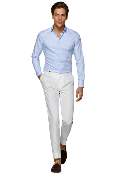 Light Blue Checked Slim Fit Shirt 5