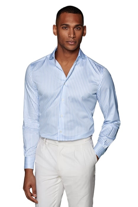 Light Blue Striped Twill Slim Fit Shirt 1