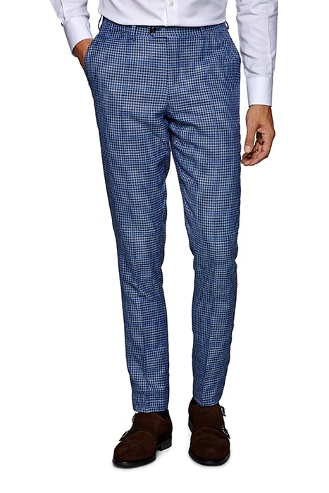 MID BLUE CHECKED THREE-PIECE LAZIO SUIT 4