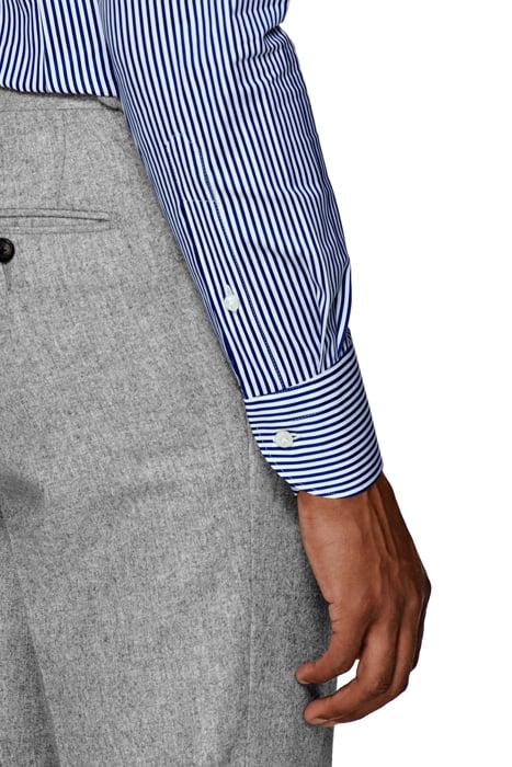 Navy Striped Twill Extra Slim Fit Shirt 5