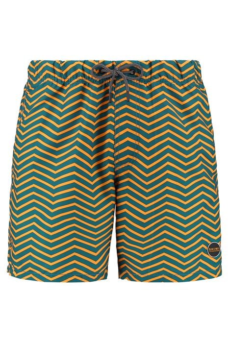 MEN SWIMSHORT ZIGZAG HORIZONTAL MICRO PEACH DEEP LAGOON BLUE 1