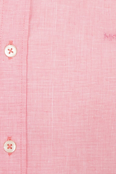 COTTON/ LINEN MINI HOUNDSTOOTH SHIRT S/S RF CORAL RED 5
