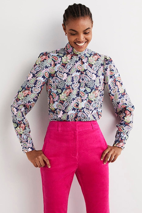 SILK TIE NECK BLOUSE NVY 3