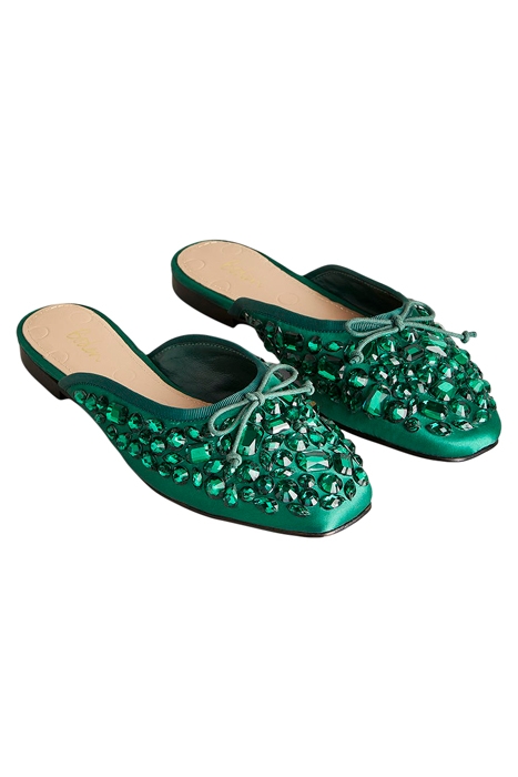 JEWELLED FLAT MULES GRN 2