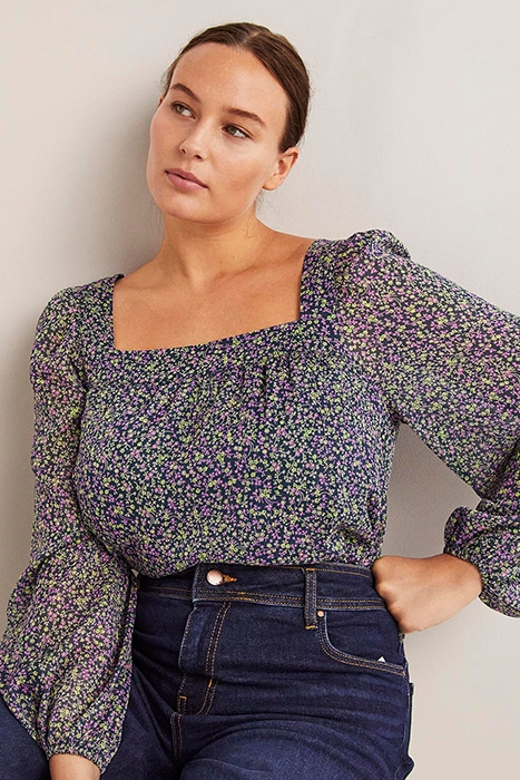 SQUARE NECK PRINTED TOP GRN 3