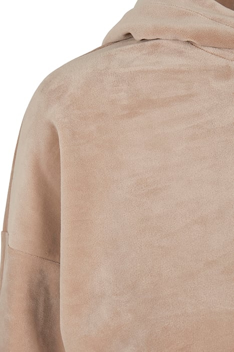 LADIES CROPPED VELVET OVERSIZED HOODY SOFTTAUPE 7