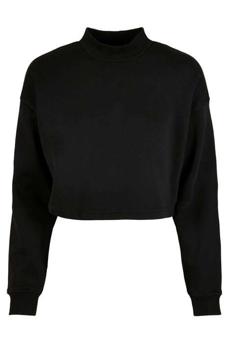 LADIES CROPPED OVERSIZED SWEAT HIGH NECK CREW BLACK 1