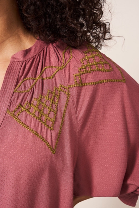 AGNES EMBROIDERED MINI DRESS PINK 2