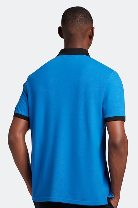 BLOCK MARL POLO SHIRT W815 BRIGHT BLUE MARL/JET BLACK 2
