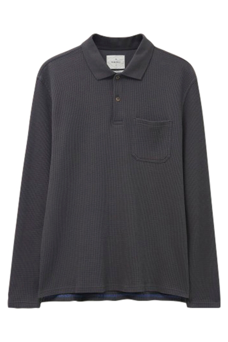 GRANTHAM LS WAFFLE POLO WASHED BLACK 1