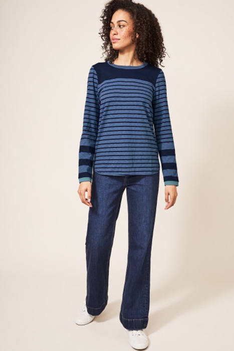 CASSIE STRIPE TEE NAVY MULTI 2